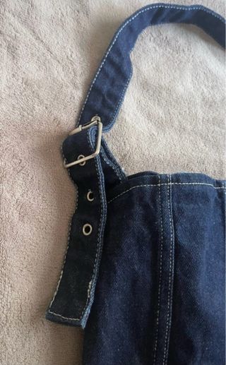 Top vaquero estilo corsé azul