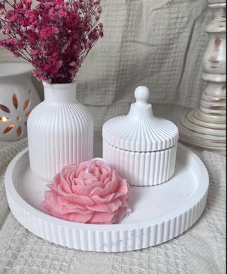 Set Arredamento Salotto Vassoio con vaso e candela
