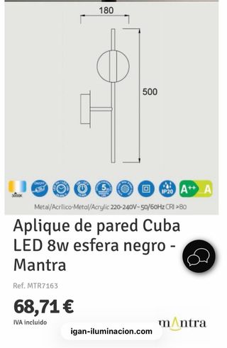 2 Apliques pared negro y oro
