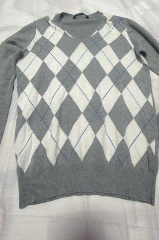 Jersey Pull&Bear Argyle Gris y Blanco