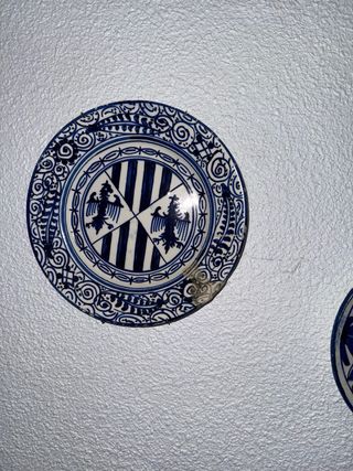 Pack 3 Platos decorativos cerámica azul y blanco