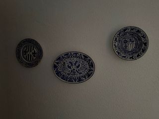 Pack 3 Platos decorativos cerámica azul y blanco