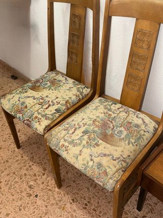 5 Sillas de Comedor Madera Tapizadas