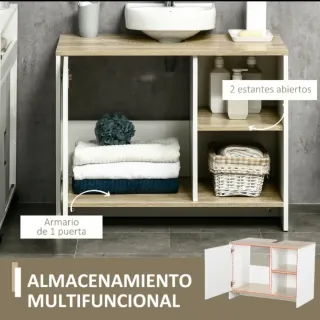 Mueble de baño madera y blanco