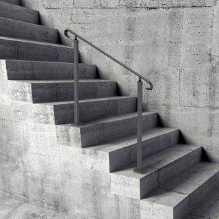 Pasamanos de Hierro Forjado, Adecuado para 2 o 3 Escalones Barandilla de Escalera Exterior, Pasamanos Ajustable para Porche Frontal, Barandillas Transicionales Negras para Escaleras de Concreto o ...