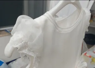 Vestido de comunión niña blanco y rosa