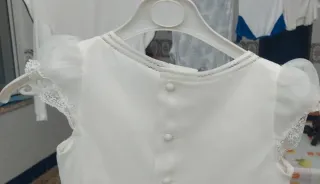 Vestido de comunión niña blanco y rosa