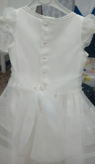 Vestido de comunión niña blanco y rosa