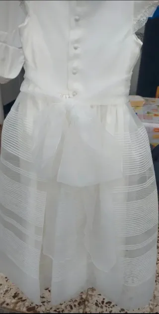 Vestido de comunión niña blanco y rosa