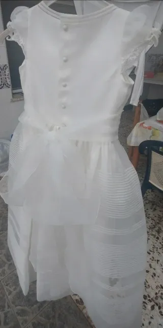 Vestido de comunión niña blanco y rosa