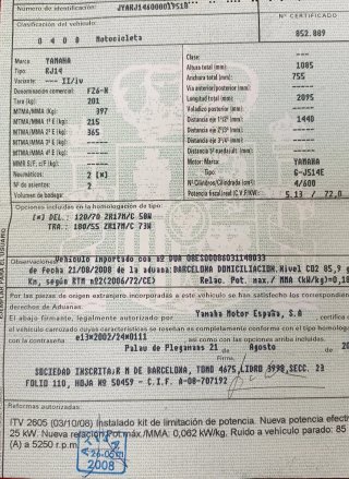 Yamaha Fazer 600 S2 limitada a2