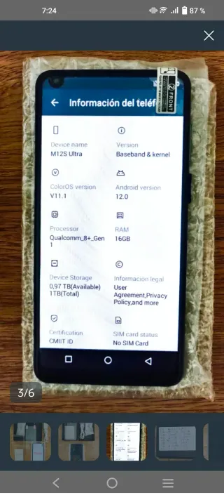 Móvil M12s Ultra 16GB 1TB