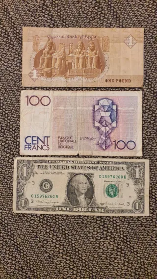 Lote de Billetes Antiguos: Egipto, Bélgica, USA