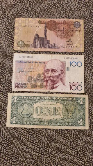 Lote de Billetes Antiguos: Egipto, Bélgica, USA