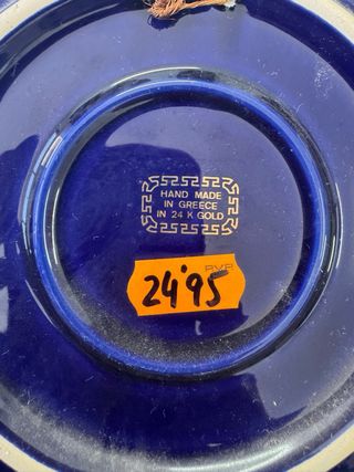 Plato Cerámica Griega Baño Oro