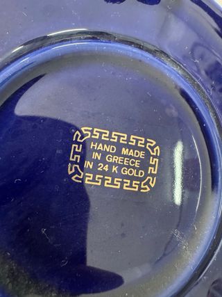 Plato Cerámica Griega Baño Oro
