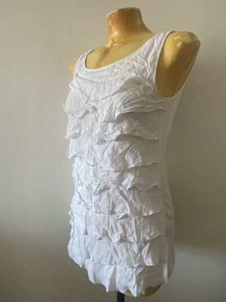 Blusa Massimo Dutti Blanca Volantes Talla M