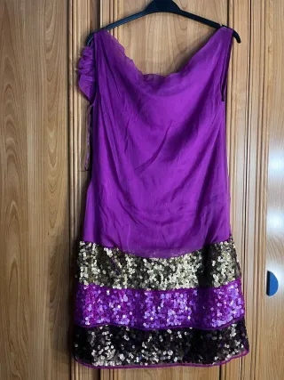 Vestido buganvilla gasa y lentejuelas