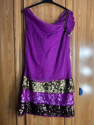 Vestido buganvilla gasa y lentejuelas
