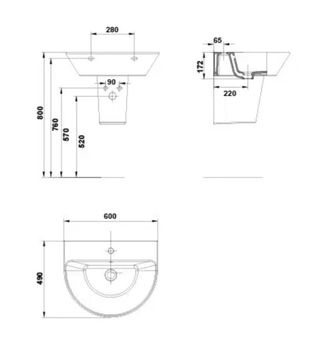 Lavabo Gala porcelana semipedestal