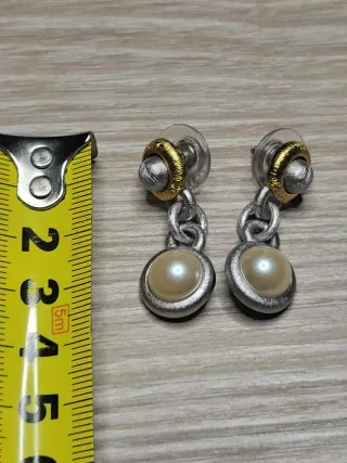 Pendientes colgantes vintage perla Moneto
