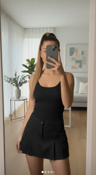 Falda pantalón Bershka negra