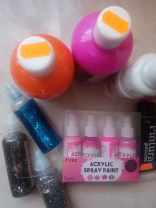 Lote Pinturas y Glitter Manualidades