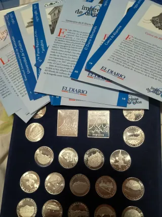 Colección 18 Monedas y 2 Sellos Plata