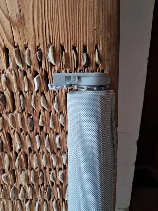 Store Cortina enrollable gris y beige 250x150