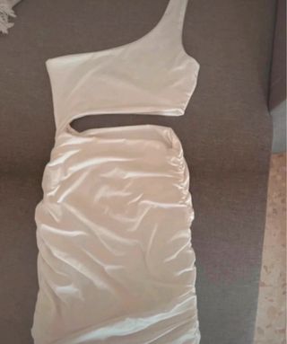 Vestido blanco asimétrico fiesta cut-out T. Xs 34