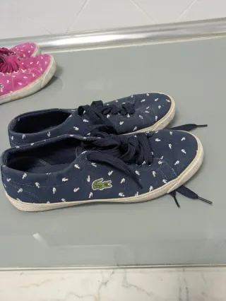 Zapatillas Lacoste Lona Azul y R