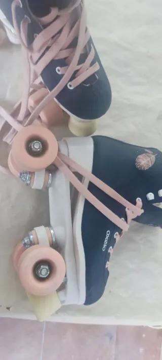 Patines Oxelo Azul con Cordones Rosas