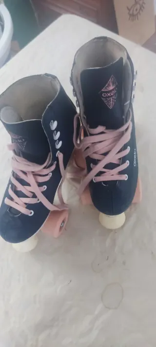 Patines Oxelo Azul con Cordones Rosas