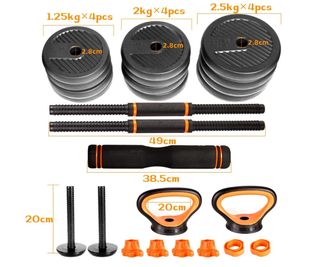 Set di manubri regolabili con pesi 1,25 kg, 2 kg, 2,5 kg