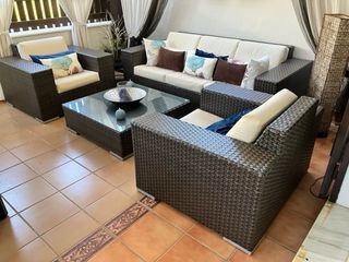 Conjunto Muebles Exterior Sofá, Sillones y Mesas