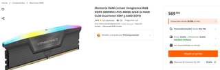 Memoria RAM Corsair Vengeance DDR5 6000MHz