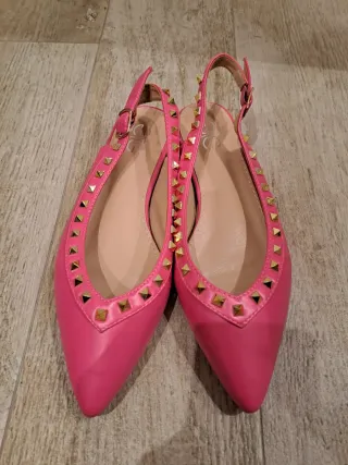 Ballerine rosa con borchie dorate