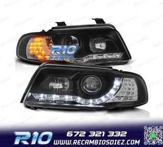 FAROS AUDI A4 B5 99-01 LUZ DIURNA LED FONDO NEGRO
