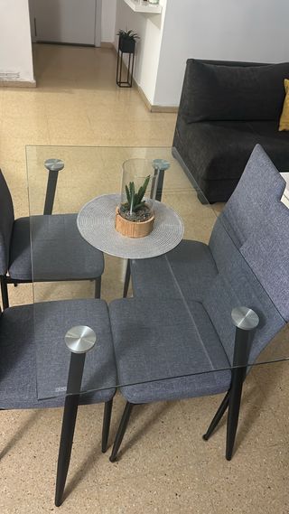 Mesa Comedor Cristal y Metal