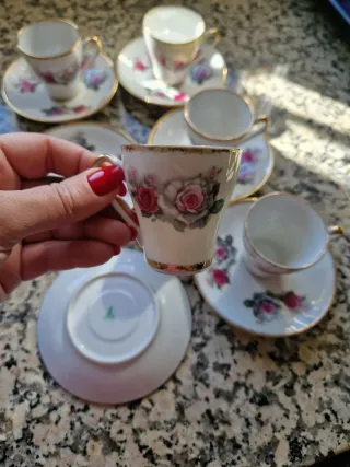 Juego de café porcelana China rosas