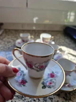 Juego de café porcelana China rosas