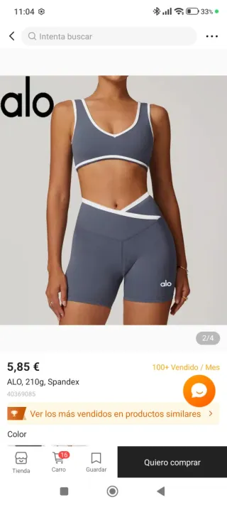 Alo Yoga Short Cruzado Morado