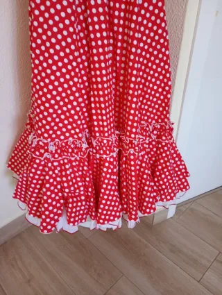 Traje Gitana Niña Rojo Lunares Blanco
