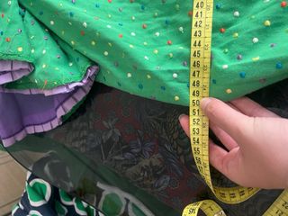 Traje de flamenca verde y malva