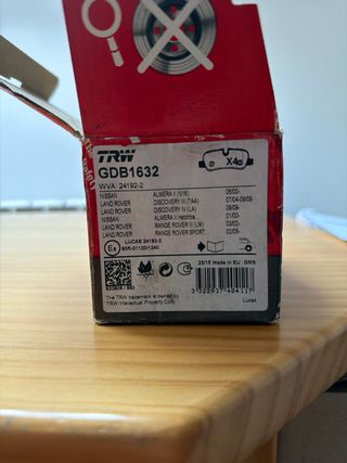 Pastillas Freno TRW GDB1632 Nuevas