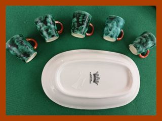 Set 5 mini bicchierini liquore + vassoio ceramica