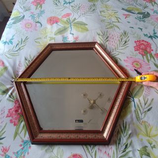 Espejo hexagonal madera y cristal