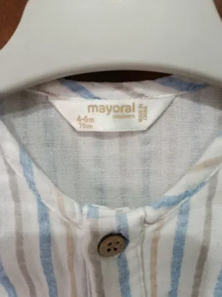 Pelele Mayoral rayas azul/beige 4-6m