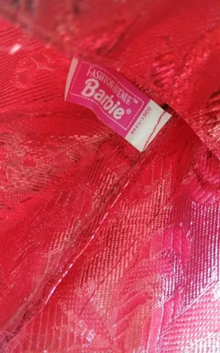Vestido Barbie Rojo Tul Dorado