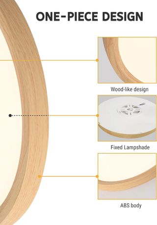 Lámpara Techo LED Madera Ø30CM 3000K 24W